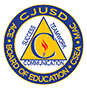Circular logo featuring a blue and yellow color scheme with a central triangle enclosing the letter "C" and a flame. Words "Success," "Teamwork," and "Commitment" are inside the triangle, with "CJUSD" at the top and "Board of Education" at the bottom.